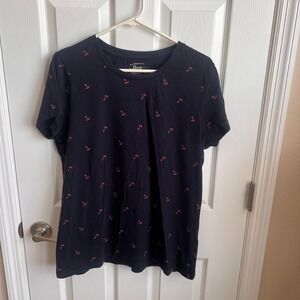 G.H. Bass & Co. Anchor Print Everyday T-Shirt Nautical Casual Top Size‎ L